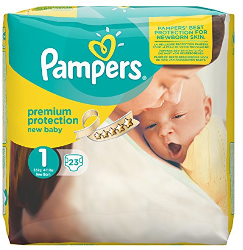 Pampers New Baby größe 1 Newborn 2-5 kg Tragepack, 4er Pack (4 x 23 Stück)