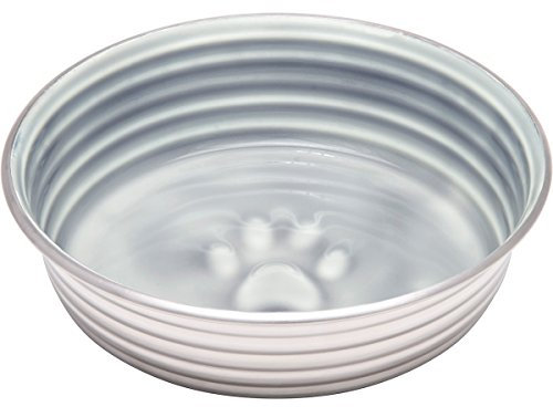 Loving Pets Le Bol Glazed Interior Stainless Steel Dog Bowl Non-Slip Dishwasher Safe Durable Pet Dish - Parisian Grey - Medium (850 ml)