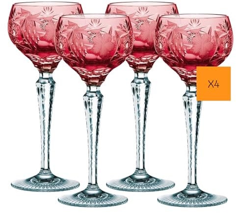 Nachtmann Weinglas mit Schliffdekoration, 230 ml, rot, Traube, 35950, Römerglas aus Bleikristall, spülmaschinenfest, Made in Germany