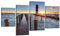 Leinwandbild Leuchtturm mit Pier LW182 Wandbild, Bild auf Leinwand, 4 Teile, 180x115cm, Kunstdruck Canvas, XXL Bilder, Keilrahmenbild, fertig aufgespannt, Bild, Holzrahmen, Landschaft, Natur, See