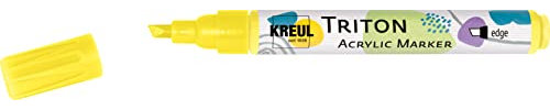 KREUL 17826 - Triton Acrylic Marker edge, zitron, Keilspitze, Strichstärke circa 1 bis 4 mm, auf Wasserbasis, Acrylmarker zur Gestaltung von Papier, Holz, Stein und vielem mehr