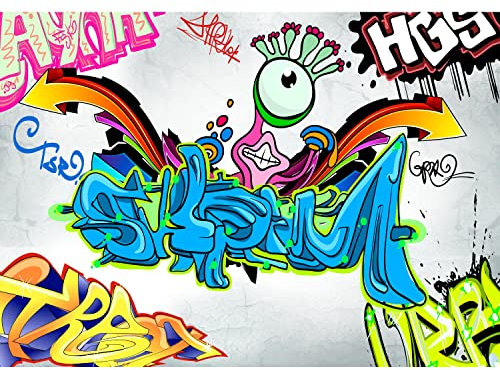 Runa Art Papier peint intissé street art Graffiti 352 x 250 cm Toison Mur XXL Tableaux Muraux Tapisserie Photo Décoration Murale Salon Chambre Coloré 9064011a