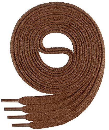 Di Ficchiano - Cordones planos de algodón 100% para zapatillas y calzado deportivo, muy resistentes, aprox. 7 mm de ancho, 45-200 cm de longitud, fabricado en Europa, Unisex, marrón claro, 100