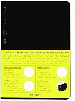 Nitoms STALOGY 018 Editor's Series 365-Tage-Notizbuch B6//Schwarz S4104 von STALOGY