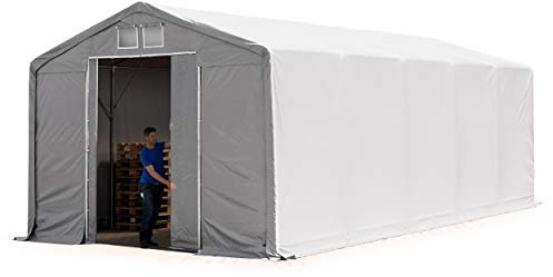 TOOLPORT Lagerzelt Zelthalle 6x10m mit Schiebetor - durchgehende PVC Plane 850 N - Wasserdicht 3m Seitenhöhe