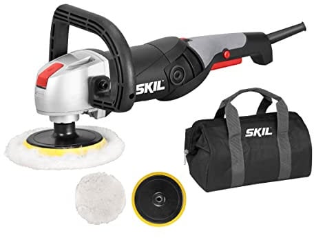 SKIL Masters Polisseur F0159955MA (1300W, 600-3600 tr/min, Plaque de Polissage Ø125 + Ø180 mm, Câble de 4m + 2 Capots de Polissage + Sac) Noir/Gris/Rouge/Argent