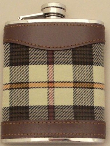 Hip Flask 6oz Cream Tartan