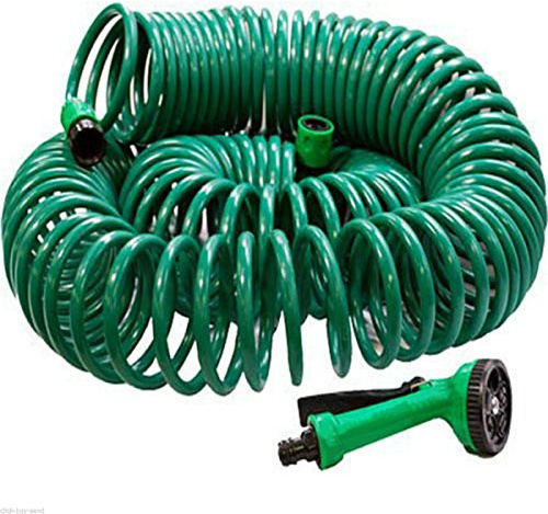30 M 30M HOSE PIPE COIL COILED HOSE GARDEN HOSE SPRAY GUN 100 FT HOSE PIPE NEW