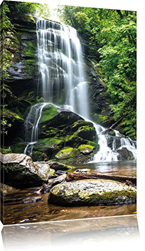 Pixxprint Wunderschöner tropischer Wasserfall, Größe: 120x80cm, Leinwandbild, fertig gespannt, Wandbild, Dekoration, Kunstdruck, kein Poster