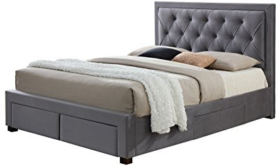 Birlea, Woodbury Fabric Bed, Grey, Velvet Fabric, 180cm