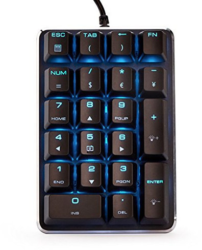 Mechanical Numeric Keypad GATERON Blue Switch Wired Ice Blue Backlight Gaming Keypad/Keyboard 21 keys Portable Numpad Extended layout Black Magicforce by Qisan