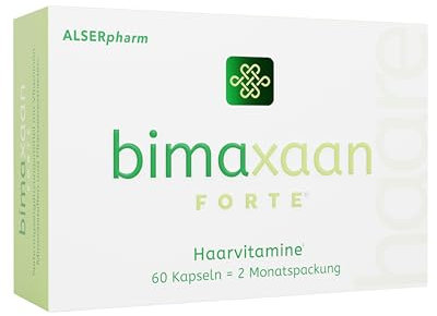 Bimaxaan forte Haarvitamine (2 Monatspackung) • Für Frauen und Männer • Zum Erhalt der normalen Haare mit Brennnessel-, Kürbiskern-, Ginkgo Biloba-Extrakt sowie B-Vitaminen, Zink, Niacin, Biotin