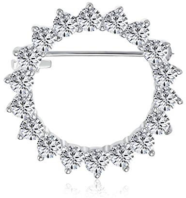 Broche Éternité Nuptiale En Zircon Cubique Rond Taille Brillant AAA CZ Écharpe Cercle Rond Pour Femme Mariage Laiton Plaqué Argent