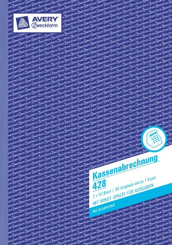 AVERY Zweckform 428-3 Kassenabrechnung (A4, mit MwSt.-Spalte, von Rechtsexperten geprüft, für Deutschland und Österreich zur ordnungsgemäßen, kostengünstigen Buchführung, 2x50Blatt) 3er Pack weiß/gelb