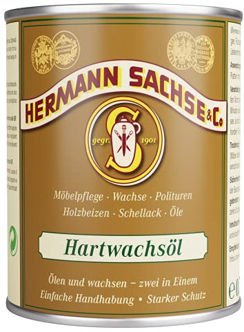 Hermann Sachse Hartwachsöl farblos - 2-in-1-Holzpflegeöl & -Wachs für starken Holzschutz - Für Möbel, Holzboden, Treppenstufen, Türen, Arbeitsplatte & mehr - Für fast jedes Holz - 750 ml
