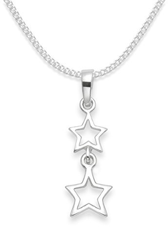 Heather Needham Sterling Silver Double Star necklace on 18 curb chain - SIZE: 18mm. Gift boxed double star neclace 8102/18/B41