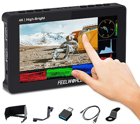 FEELWORLD 5.5 Pollice 1600Nit Camera Field Monitor Ultra Luminoso 4K HDMI Video Monitor Touch Screen DSLR Monitor F970 Installazione Esterna F5PROX