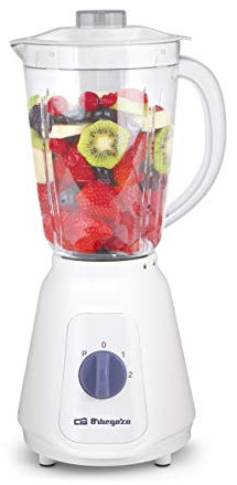 Orbegozo BV 5025 - Batidora de vaso, 500 W de potencia, 2 velocidades más función turbo, vaso de cristal de 1.5 litros, cuchillas INOX
