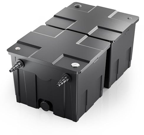 SunSun CBF-350B Filtre Biologique de Bassin ou d’étang 2 Chambres - 830 x 515 x 395 mm - capacité Max 60000 l/débit 8000 l/h - raccords Ø 20 mm, Ø 40 mm - Filtration Eau à Grand débit