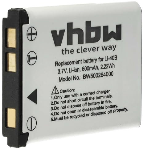 vhbw Akku kompatibel mit Casio Exilim EX-Z350, EX-Z550, EX-Z800, EX-N1, EX-N10, EX-N20, EX-ZS5, EX-ZS6, EX-ZS100 Touch Kamera (500 mAh, 3,6 V, Li-Ion)