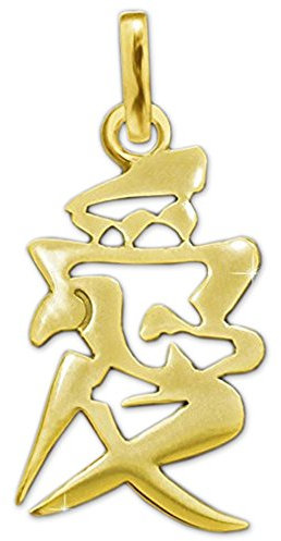 Clever Schmuck Pendentif caractère chinois Amour, ouvert, en or véritable 333