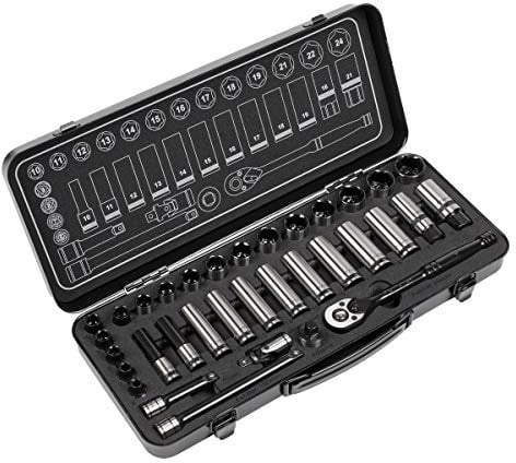 Sealey Ak7971 Socket Set 34Pc 3/8In Sq Drive 6Pt Walldrive Metric Black Series