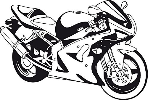 GRAZDesign Wandtattoo Motorrad Kinderzimmer | Wandsticker Jugendzimmer, Wohnzimmer | Wandaufkleber für Kinder, Jungs, Cross, Bike Geschenke für Männer, 74x50cm, 070 schwarz