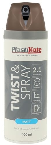 PlastiKote Satin Twist and Spray 400ml, Chocolate Brown (Packaging may vary)