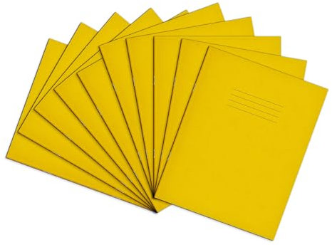 Rhino A5+ Exercise Books, 80-Page / 8mm Lined with Margin Paper Notebook, 100-Pack, 9 x 7 Writing Book, Office & School Stationery Supplies, Yellow