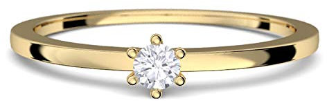 Goldring Damen 585 Verlobungsringe Gold Diamant 0,05 Carat H/si **sehr gute Qualität** +inkl. Luxusetui+ Diamantring solitär schmal dünn Goldring Diamant Ring Gold Diamantring Gelbgold FF50GG585BRFA50