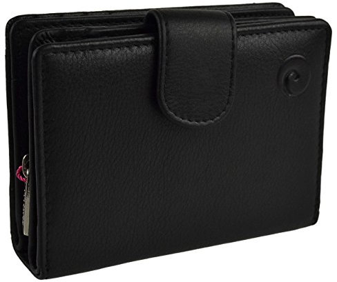 Mala Damen Leder Etui/Geldbörse Kompakt RFID Schutz Origin Kollektion Klassisch in Geschenk Box - Schwarz, One Size