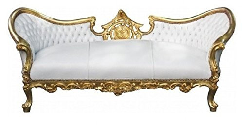 Casa Padrino Barock Sofa Vampire Weiß/Gold - Limited Edition - Lounge Couch