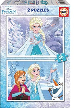 Educa 16847, Die Eiskönigin, 2x20 Teile Puzzle, Anna und ELSA, Kinderpuzzle ab 3 Jahren