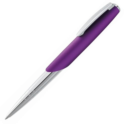 ONLINE Drehkugelschreiber Icone Purple, aus Aluminium, „softFLOW“-Mine Strichstärke 0.7mm, Schreibfarbe Schwarz, lila, in charaktervoller Geschenkbox