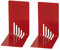 Wedo 1021002 Buchstütze (aus Metall, 14 x 8,5 x 14 cm) 2 Stück, rot