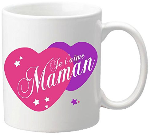 Mug Je t'aime Maman – Cadeau pour la fête des Mères, Noël, Anniversaire, Pâques, Baptême