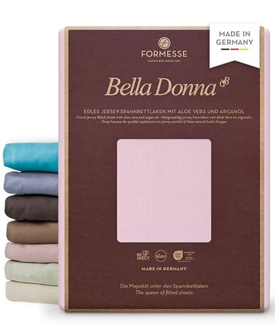 Bella Donna Jersey La Piccola edles Spannbettlaken Topper: kein Pilling | FORMESSE Farbe Rose; 90x190-200cm, bis 12cm; 97% Baumwollzwirn, 3% Elastan; Aloe vera&Arganöl, intensive Farben