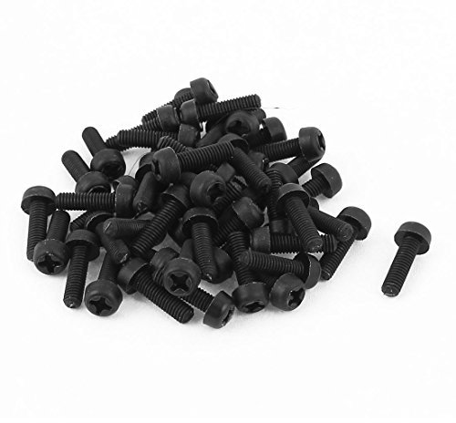 sourcing map 50pcs M3 x 10 mm Vis Nylon cruciformes tête panoramique Mécaniques Noir