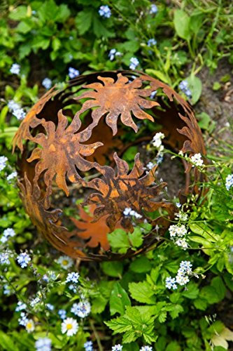 Dekokugel, Rost Ø 22cm Sonne Deko-Kugel Gartenkugel Edelrost Kugel
