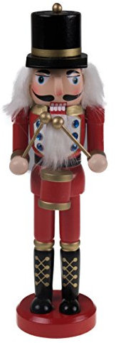 Classic Drummer Nutcracker | Traditional Red & Gold Uniform with Drum | Great Nutcracker for Any Collection | Classic Decorative Nutcracker | Perfect for Any Decor Theme | 100% Wood | 10” Tall