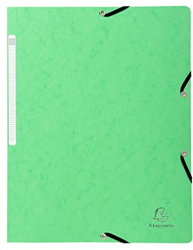 Exacompta - Réf. 5563E - 1 chemise à élastiques sans rabat - pochette en carte lustrée 400 g/m2 - dimensions 24 x 32 cm pour documents au format A4 - couleur tilleul