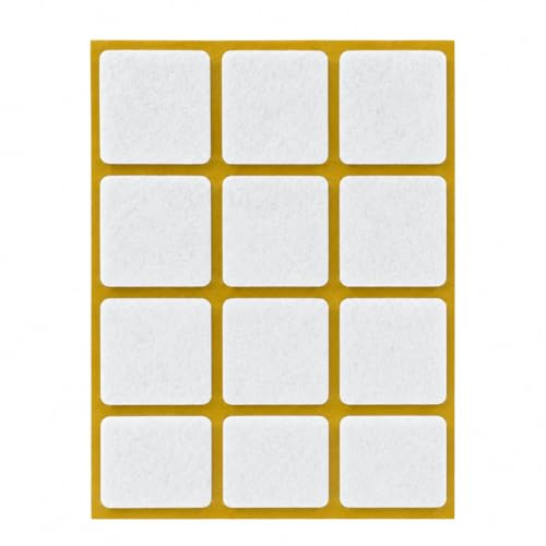 peha Filzgleiter 12 Stück selbstklebend Eckig - 3mm, weiß, 25x25mm | Möbelgleiter für Stühle, Tische und Möbel Kratzschutz und Bodenschutz