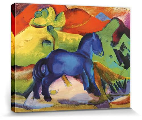 1art1 Franz Marc Poster Das Kleine Blaue Pferdchen, 1912 Bilder Leinwand-Bild Auf Keilrahmen | XXL-Wandbild Poster Kunstdruck Als Leinwandbild 50x40 cm