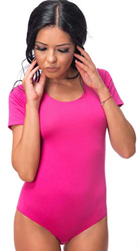Evoni Body à manches courtes pour femme, Rose, XL