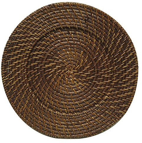 ChargeIt by Jay 1660410P Rattan Charger Plate, Brown