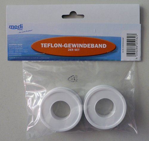 Medipool - Teflon Gewindeband (2 Rollen) Teflonband Dichtband für Pool, Schwimmbad, Gartenpool, Sandfilter, etc.