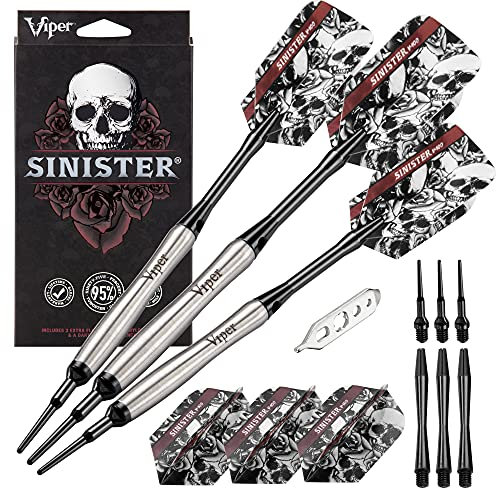 Viper by GLD Products Sinister 95% Tungsten Soft Tip Darts, Contoured Barrel, 18 Grams, Multi (21-3503-18)