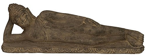 Korb-Outlet Große Buddha Figur Steinguss/liegender Buddha 80cm für Haus und Garten