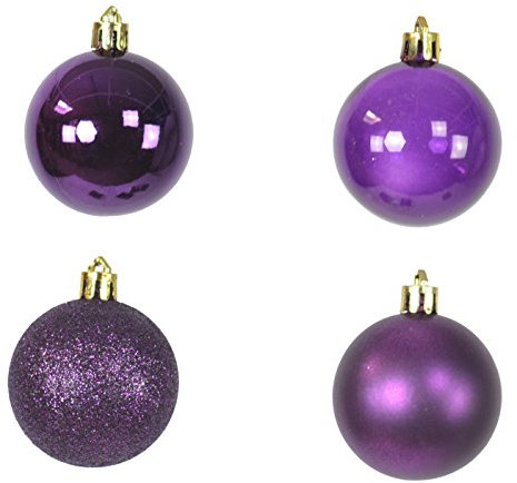 DekoStore 12 Set Weihnachtskugel - Lila Violett 5cm - Christbaumschmuck Kugeln Glänzend Glitzer Matt Durchsichtig