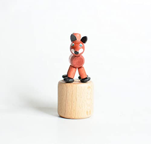 Rudolphs Schatzkiste Holzspielzeug Wackelfigur Fuchs Höhe=7cm NEU Spielzeug Wackeln Wackeltier Wackelspielzeug Figur Holzspielzeug Holztier Tier Drücken Drückfigur Holz Holzfiguren Seiffen Erzgebirge